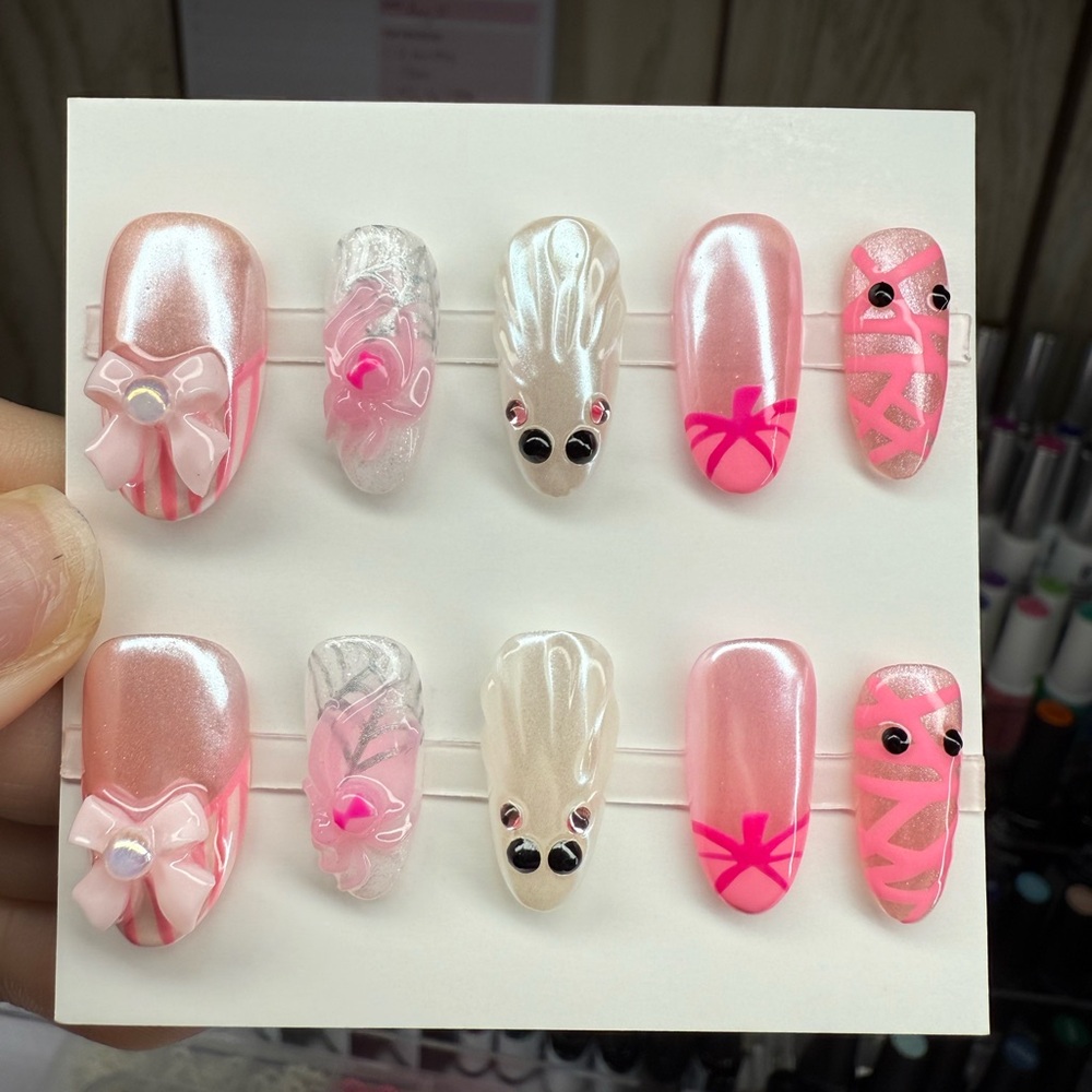 Pink and White Nail Art Set